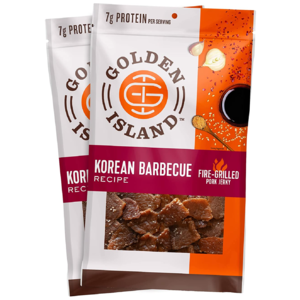 Golden Island Pork Jerky Korean Barbecue – Gluten Free Protein Snack, Korean BBQ Flavor, Made with 7g of Protein Per Serving – 9 Oz (Pack of 2) $14.35