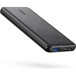 Anker Portable Charger, 313 Power Bank (PowerCore Slim 10K) 10000mAh Battery Pack with USB-C (Input Only) and PowerIQ Charging Technology, $15.39
