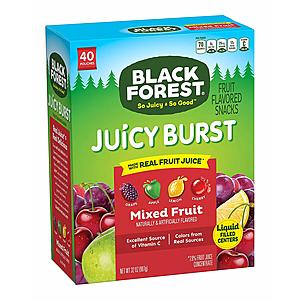(add on) Black Forest Medley Juicy Center Fruit Snacks, Mixed Fruit Flavors, 0.8 Ounce Bag, 40 Count $4.64