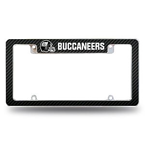 Rico Industries NFL Tampa Bay Buccaneers Black All Over Chrome Frame 12" x 6" Car/Truck Auto Accessory $7