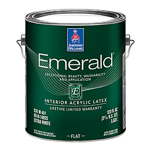 Sherwin-Williams Emerald Products 40% Off: 1-Gallon Interior Acrylic Latex Paint from $51.30 & More + Free Store Pickup