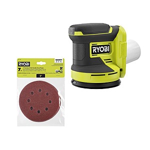 Ryobi ONE+ 18V Cordless 5 in. Random Orbit Sander (Tool Only) with 7-Piece 5 in. Sand Paper Assortment $39