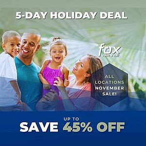Fox Rent A Car Up To 45% Off All Vehicles During mid-November/December  - Book by September 17, 2023