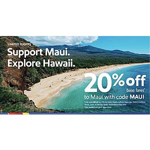 Southwest Airlines 20% Off Base Fares For Travel To/From Maui Hawaii - Book by November 6, 2023 (Travel Through May 22, 2024)