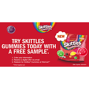 Coupon for free package of Skittles Gummies at Walmart B&M - up to $2.98