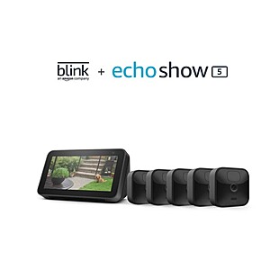 Blink Outdoor wireless HD security 5 camera Kit with Amazon Eco Show 5(2nd Gen) $229.99 (regular $464.98) Free S/H