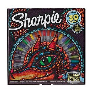 30 Sharpie Fine and Ultra Fine + Dragon coloring pages $10 Walmart