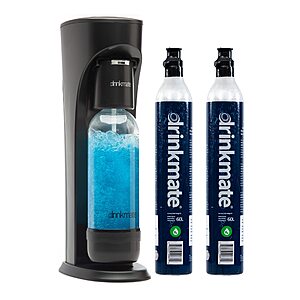 Drinkmate OmniFizz Sparkling Water and Soda Maker, Carbonates Any Drink, Bundle- Includes Two 60L CO2 Cylinders $131.99