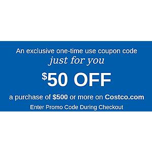 Costco.com $50 off $500 code YMMV