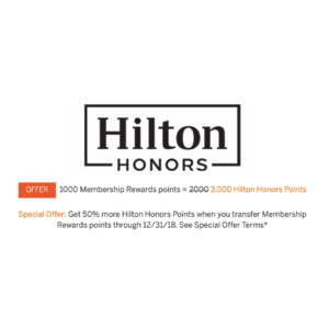 [targeted] 50% extra on Amex MR points Hilton redemption