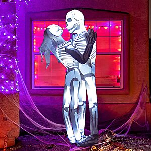 GOOSH Halloween Inflatable Decorations: 6' Hanging Couple Ghost Skeleton $17 & More