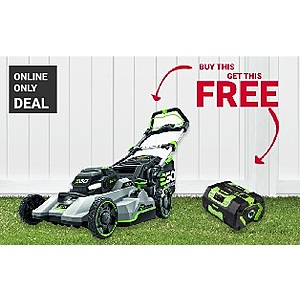 Purchase Select EGO Power+ Outdoor Power Tools/Lawn Mower Equipment & Get Battery Free w/ Purchase + Free Curbside Pickup