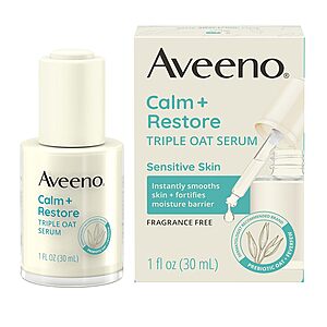 1-Oz Aveeno Calm + Restore Triple Oat Hydrating Face Serum for Sensitive Skin $9.50 w/ Subscribe & Save