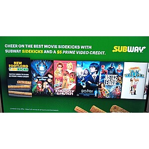 Select Amazon FireTV/Stick Owners: View a Subway Ad & Get $5 Video Credit Free via Device Only