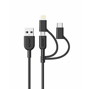 3' Anker Powerline II 3-in-1 Lightning/Type C/Micro-USB Cable $10.50 + Free Shipping