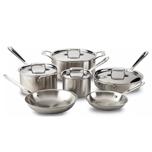 10-Piece All-Clad D5 Brushed Stainless Steel Cookware + Roaster with Rack $472.49