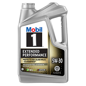 Mobil 1 Extended Performance Full Synthetic Motor Oil 5W-30, 5 Quart - $9.37 AR