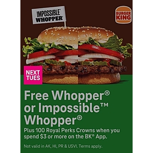 T-Mobile Customers 09/20/22: Free Whopper or Impossible Whopper*, Redbox rental, and Grove Co. starter set*
