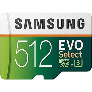 512GB Samsung EVO Select microSDXC Memory Card w/ Adapter $54.99 + Free S&H