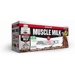 12-Pack 11oz Muscle Milk 25g Protein Shakes (Chocolate) $8.80 w/ S&S + Free S/H