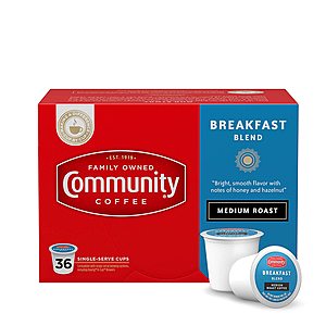 36-Ct Community Coffee Dark Roast Coffee K-Cups (Signature Blend or Café Special Decaf) $9 ($6.60 w/ Prime) & More w/ S&S + Free Shipping w/ Prime or $25+
