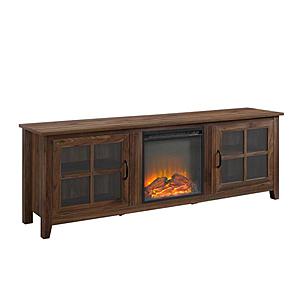 Walker Edison TV Stands: 70" Dark Walnut w/ Electric Fireplace (Up to 75") $244 & More + Free S&H