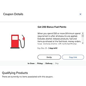 Kroger 200 Bonus Fuel Points when you spend $50 or more - expires December 29 2020