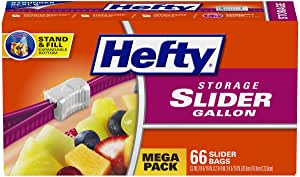 Hefty Slider Storage Bags, Gallon Size, 66 Count ($3.57 - $4.17) S&S Amazon
