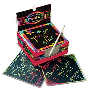 125-Count Melissa & Doug Scratch Art Mini Notes w/ Wooden Stylus (Rainbow) $6