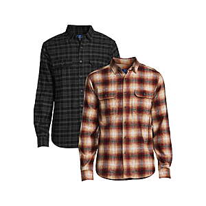 2-Pack George Men's Long Sleeve Flannel Shirts (Various Colors) $15