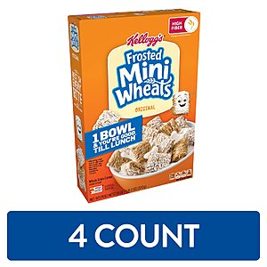 4-Pack 18-Oz Kellogg's Frosted Mini-Wheats Breakfast Cereal $11.94 w/ S&S + Free Shipping w/ Prime or on $35+