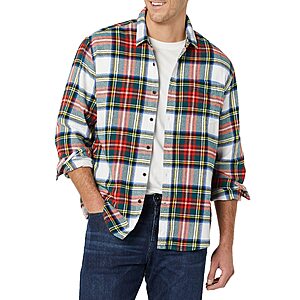 Amazon Essentials Men's Long-Sleeve Flannel Cotton Shirt (Various) from $4.90