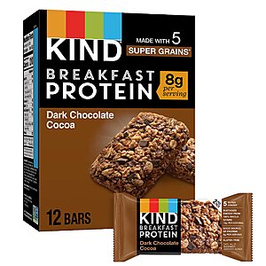 12-Bars (6 Packs of 2) Kind Breakfast Protein Snack Bars (Dark Chocolate Cocoa) $3.80 w/ S&S + Free Shipping w/ Prime or on $35+