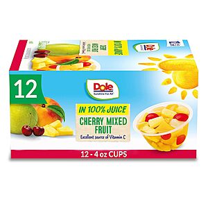 12-Pack 4-Oz Dole Fruit Bowl (Cherry Mixed Fruit) $4.77 ($0.40 each) w/ S&S + Free Shipping w/ Prime or on $35+