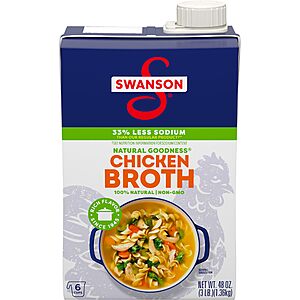 48-Oz Swanson Less Sodium Chicken Broth $2.44 + Free Shipping w/ Prime or on $35+