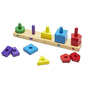 Melissa & Doug Stack and Sort Board w/ 15 Solid Wood Pieces $8 + Free Shipping w/ Prime or on $35+