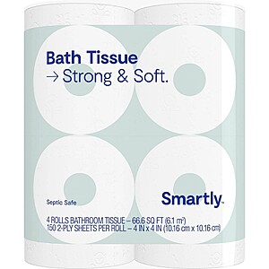 4-Pack Smartly Toilet Paper Rolls $0.84 + Free Shipping on $35+