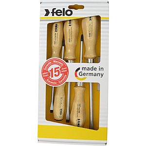 5-Count Felo Slotted & Phillips Wood Handle Screwdriver Set $20