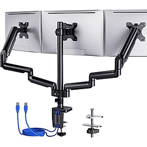 ErGear Dual-Gas Spring Arm Triple Monitor Stand Mount (Up to 27") (Black or Silver) $59.99 + Free Shipping