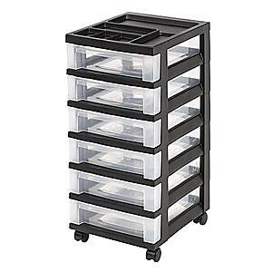 Office Depot Brand Plastic 6-Drawer Storage Cart, 26 7/16" x 12 1/16" x 14 1/4", Black $20.99 + Free Store Pickup