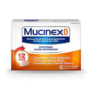 Mucinex D  18 count $16.99; 36 count $25.99 and less after coupon/IB rebate (YMMV)  CVS Sold in store only