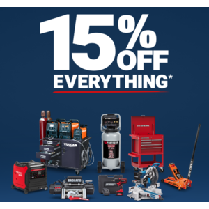 Harbor Freight: 15% Everything* In-Store