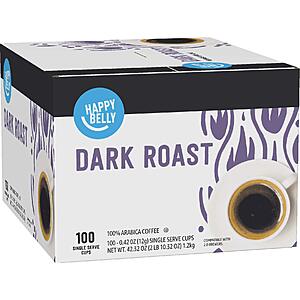 Prime Members: 2-Count of 100-Pack Happy Belly Dark Roast Coffee K-Cup Pods $41.04 ($20.52 per pack, 200 pods total, $0.21 each), More w/ S&S + Free Shipping