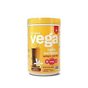25% Off Vega Plant-Based Sport, Wellness & Protein Powders: 13.6-Oz Hello Wellness Smoothie Powder $10, 26.8-Oz Protein & Greens Powder $21, More w/ S&S + FS w/ Prime or on $35+