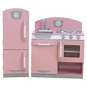 2-Piece KidKraft Retro Wooden Play Kitchen & Refrigerator Set (Pink) $69 + Free Shipping
