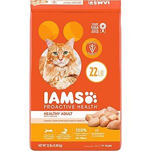 Select Amazon Accounts: IAMS Proactive Health Dry Cat Food: 22-lbs Healthy Adult $18, 16-lbs Indoor Weight & Hairball Care $15.50, More w/ S&S + Free Shipping w/ Prime or on $35+