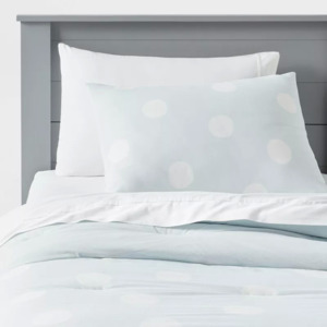 2-Piece Pillowfort Kids' Twin Scatter Dot Comforter Set (White/Light Blue) $8 + Free Shipping