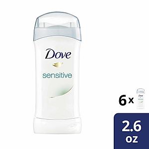 6-Pack 2.6 oz. Dove Antiperspirant Deodorant (Sensitive Skin) for $10.89 AC and S&S