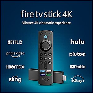 Fire TV Stick 4K streaming device with latest Alexa Voice Remote (includes TV controls), Dolby Vision $29.99