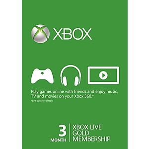 3-Month Xbox Live Gold Membership (Digital Code) $10.20